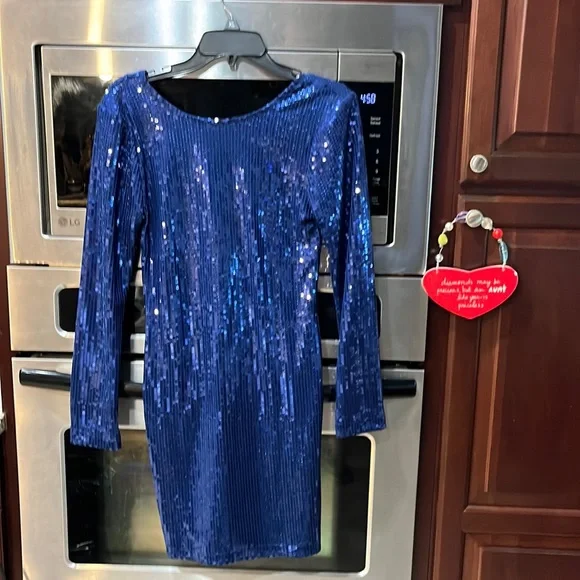 venus blue sequin dress Blue Backless Sequin Dress 22507